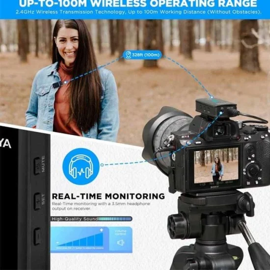 BOYA 2.4GHz smallest Wireless Microphone (1transmitter+1receiver) - Black